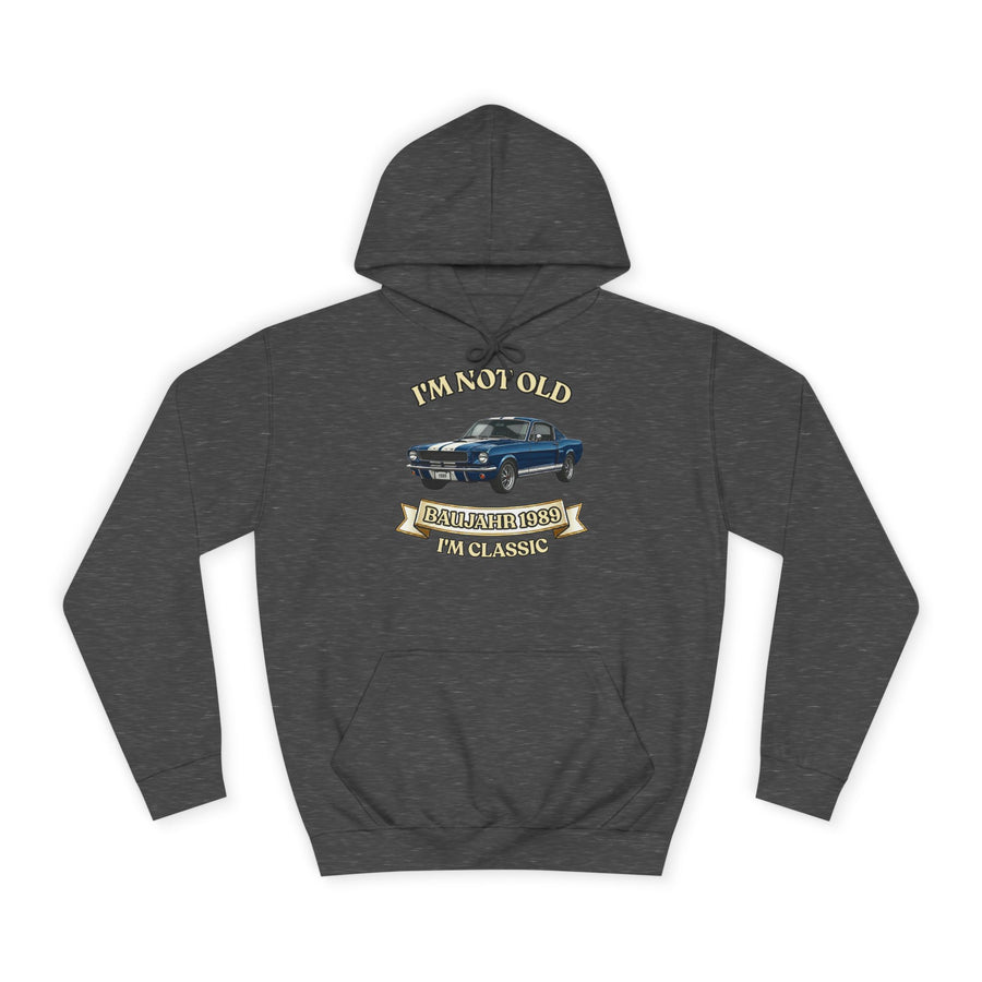 Geschenk zum 37. Geburtstag – Hoodie Jahrgang 1989 Muscle Car – Charcoal – Vorderseite