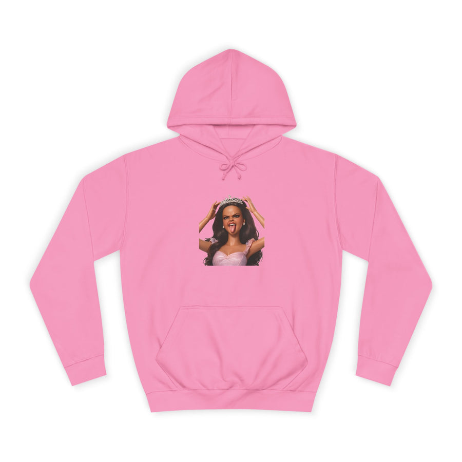 True Insights Barbicore Prinzessin Hoodie – Freches Puppen-Motiv mit Krone und Zunge raus in Candyfloss Pink