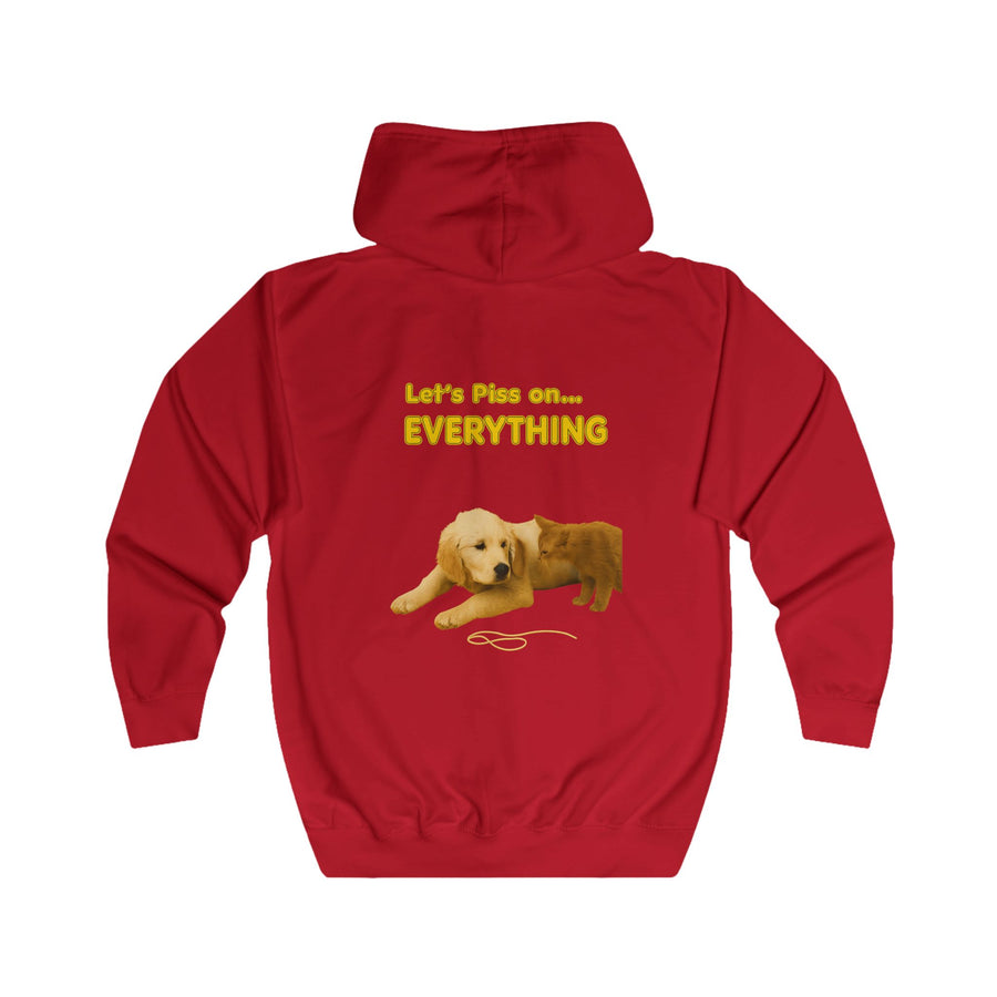 True Insights Let's Piss on Everything Zip-Hoodie – Satirisches Motiv mit Hund und Katze