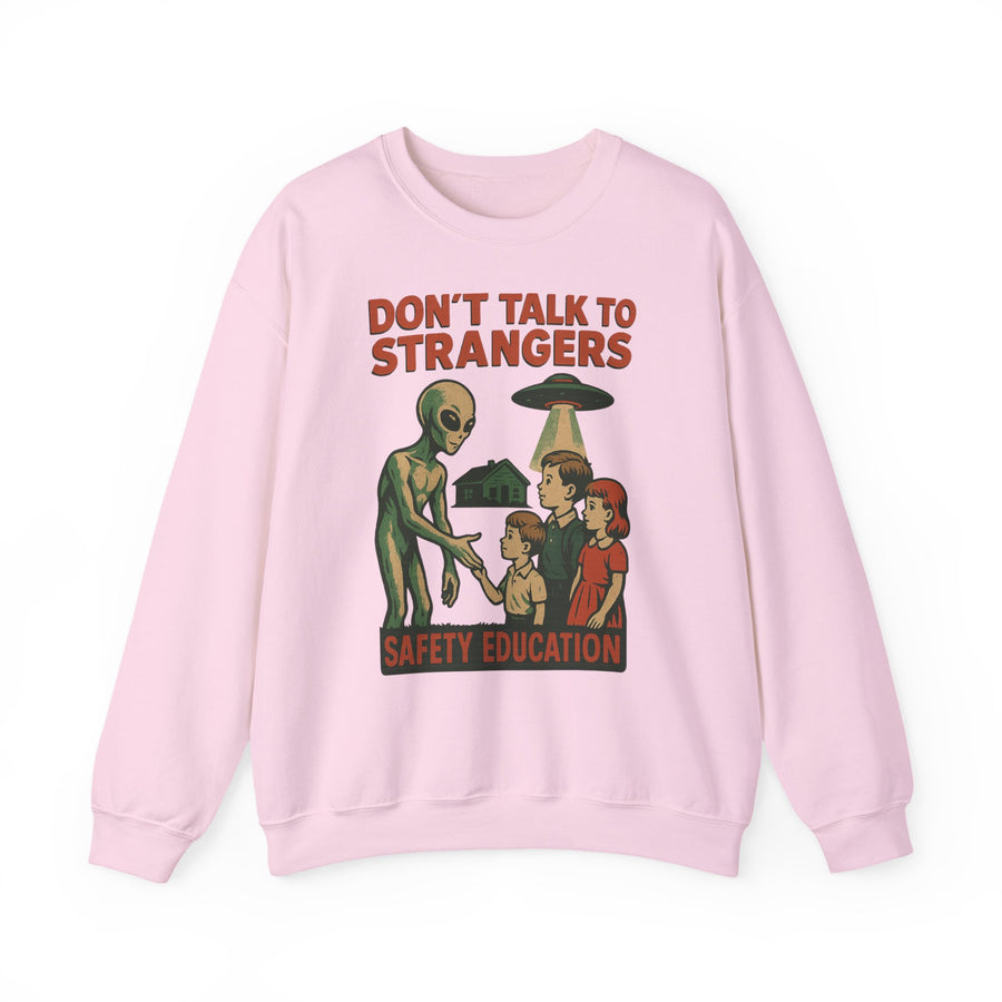 True Insights Don't Talk to Strangers Alien Sweatshirt – Lustiges Retro-UFO-Motiv in Light Pink
