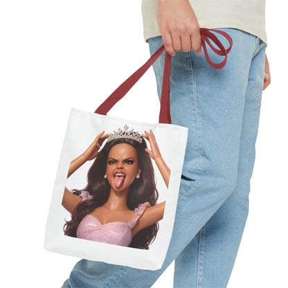 Barbicore Tote Bag – Freche Diva mit Krone & Zunge | Bedruckter Polyester Sportbeutel Gymbag für Gym, Uni & Strand
