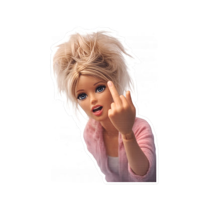 Frecher Barbie Sticker mit Mittelfinger - Lustiger Rebell Aufkleber für Laptop, Notebook & Deko - Perfekt für freche Statement-Fans