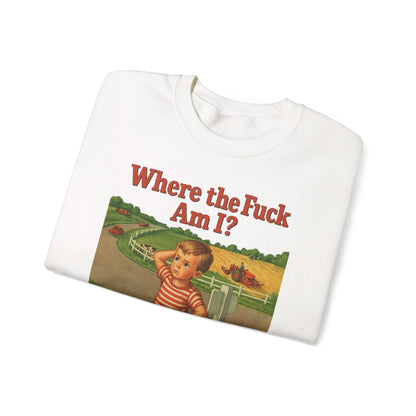 Sweatshirt – Where the Hell Am I? – Vintage Sweatshirt mit nostalgischem Lost-Boy-Motiv | True Insights Design mit Humor