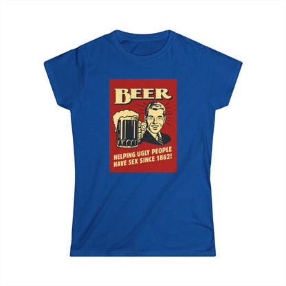 Beer Shirt Damen - Helping Ugly People Have Sex Since 1862 - Lustiges Retro Bier T-Shirt für Party & Feiern