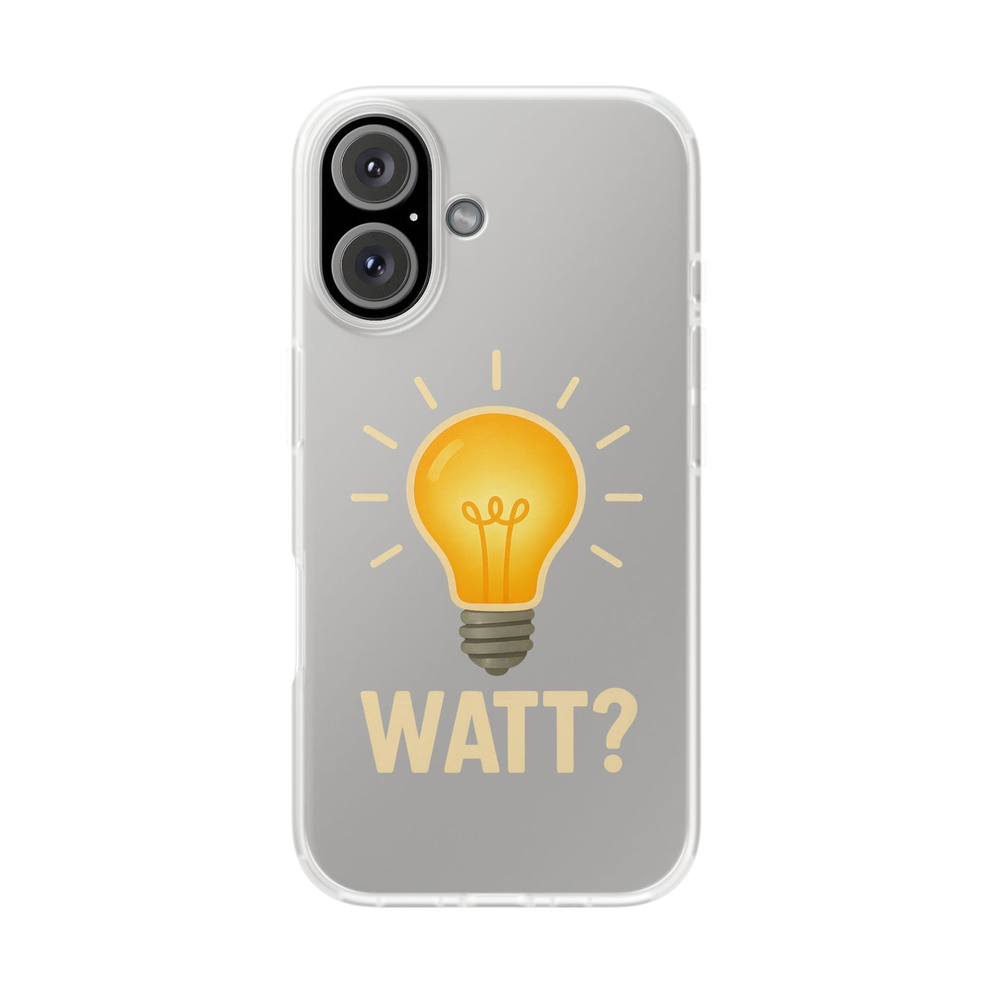 Coque de téléphone WATT? avec motif ampoule | Protection ludique pour les passionnés de technologie et d'électronique