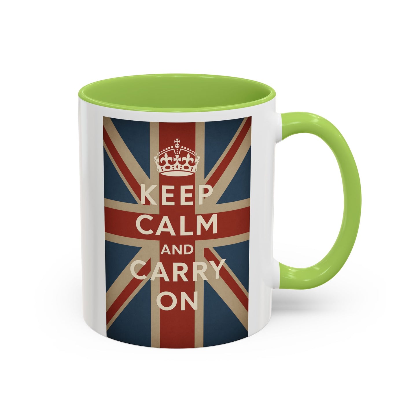 Mug Keep Calm and Carry On – Tasse Union Jack rétro British avec couronne