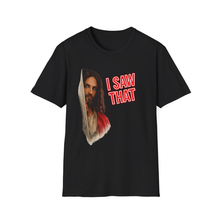True Insights T-Shirt I Saw That Jesus in Schwarz, satirisches Statement-Shirt mit religioesem Humor