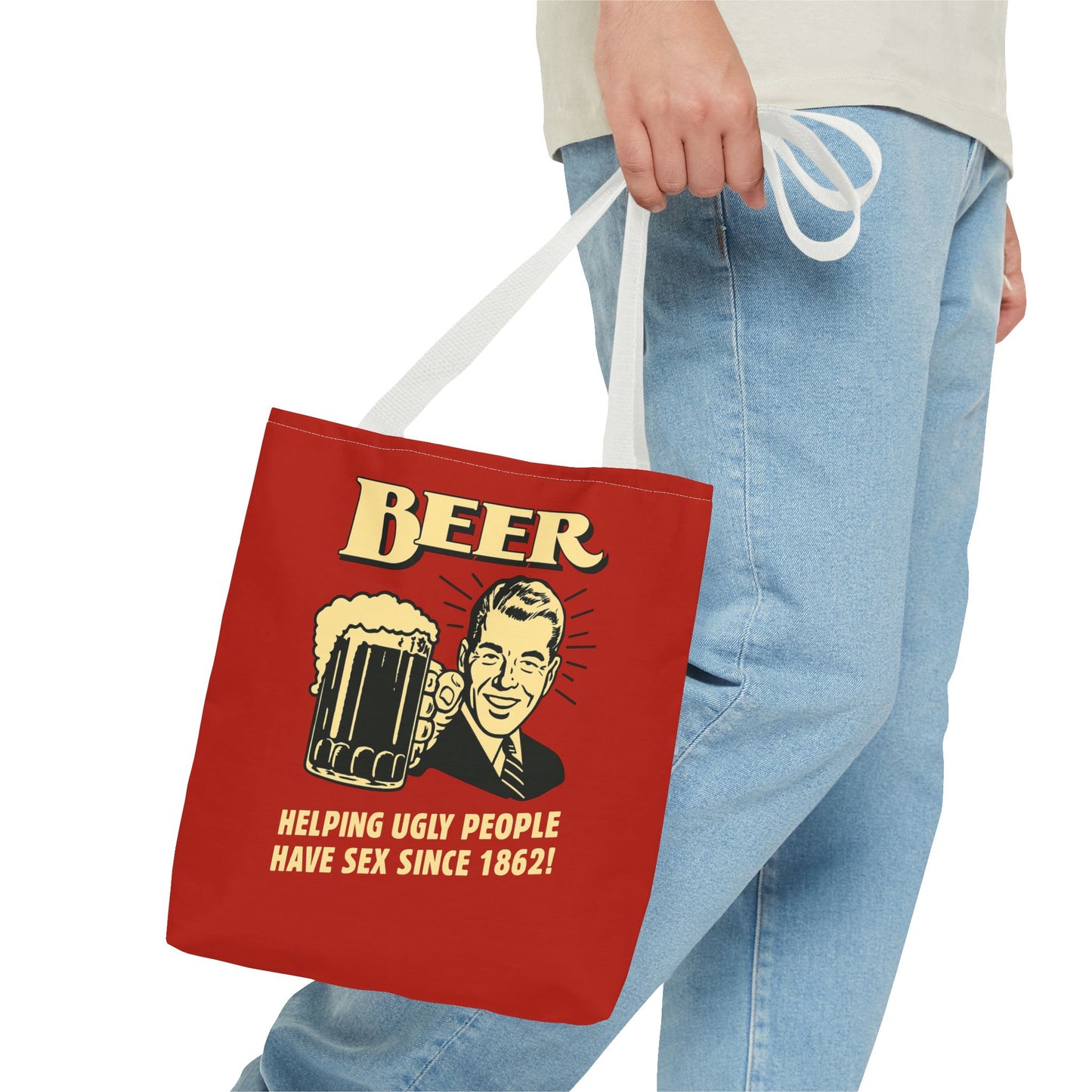 Beer Tote Bag - Helping Ugly People Have Sex Since 1862 - Lustige Retro Bier Einkaufstasche - Vintage Parodie Geschenk