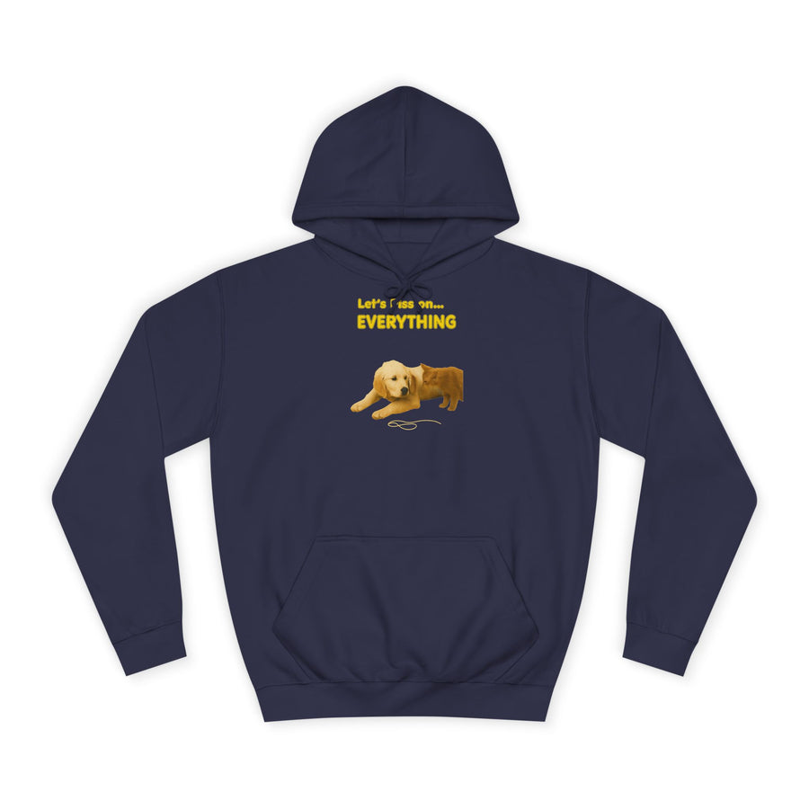 True Insights Let's Piss on Everything Hoodie – Satirisches Motiv mit Hund und Katze in Oxford Navy