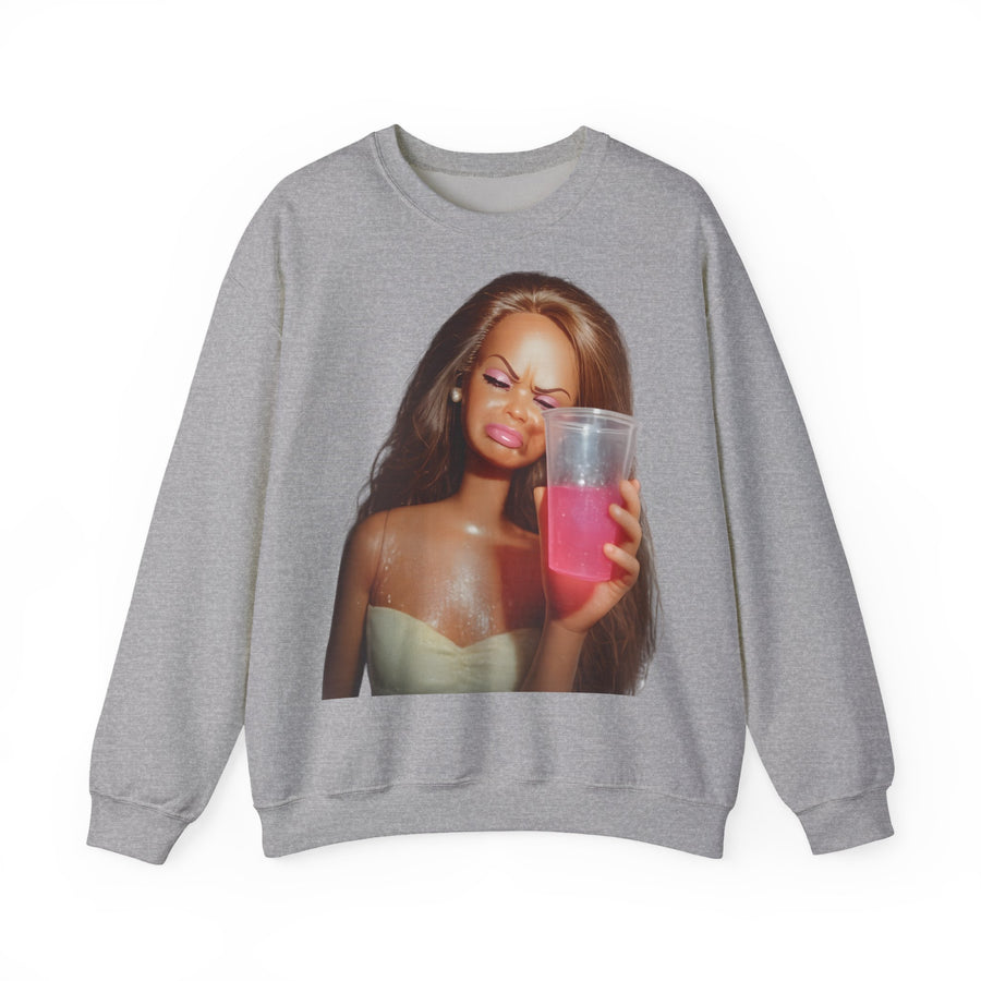 True Insights Sweatshirt Doll Meme Barbicore Pink Drink Motiv in Sportgrau für Partys und Selfies