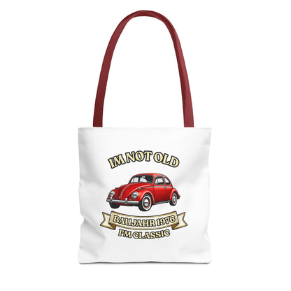 Tote Bag Baujahr 1976 - I'm Not Old I'm Classic - Roter Käfer Oldtimer - 50. Geburtstag Geschenk Stoffbeutel