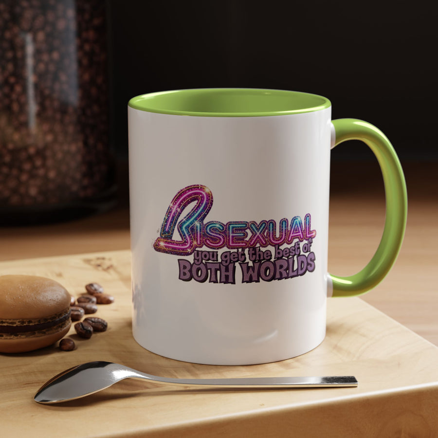 Mug Bisexual – You Get The Best Of Both Worlds | Effet paillettes coloré pour Bi Pride & CSD