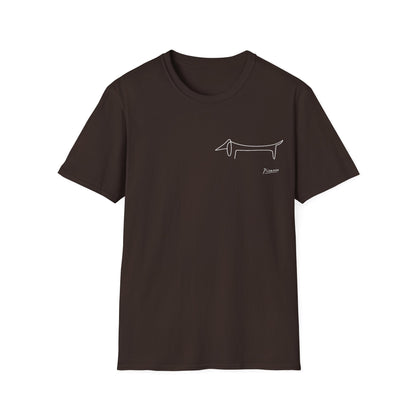 Picasso Dackel T-Shirt – Minimalistische Hundelinie mit Kultfaktor - kleines Motiv