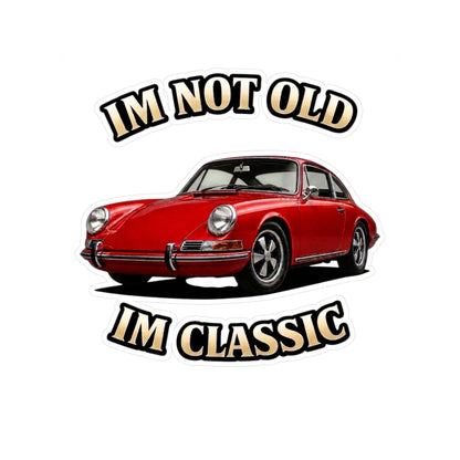 Sticker "IM NOT OLD IM CLASSIC" – Roter Oldtimer Sportwagen | Lustiges Geschenk für Autoliebhaber & Klassikerfans