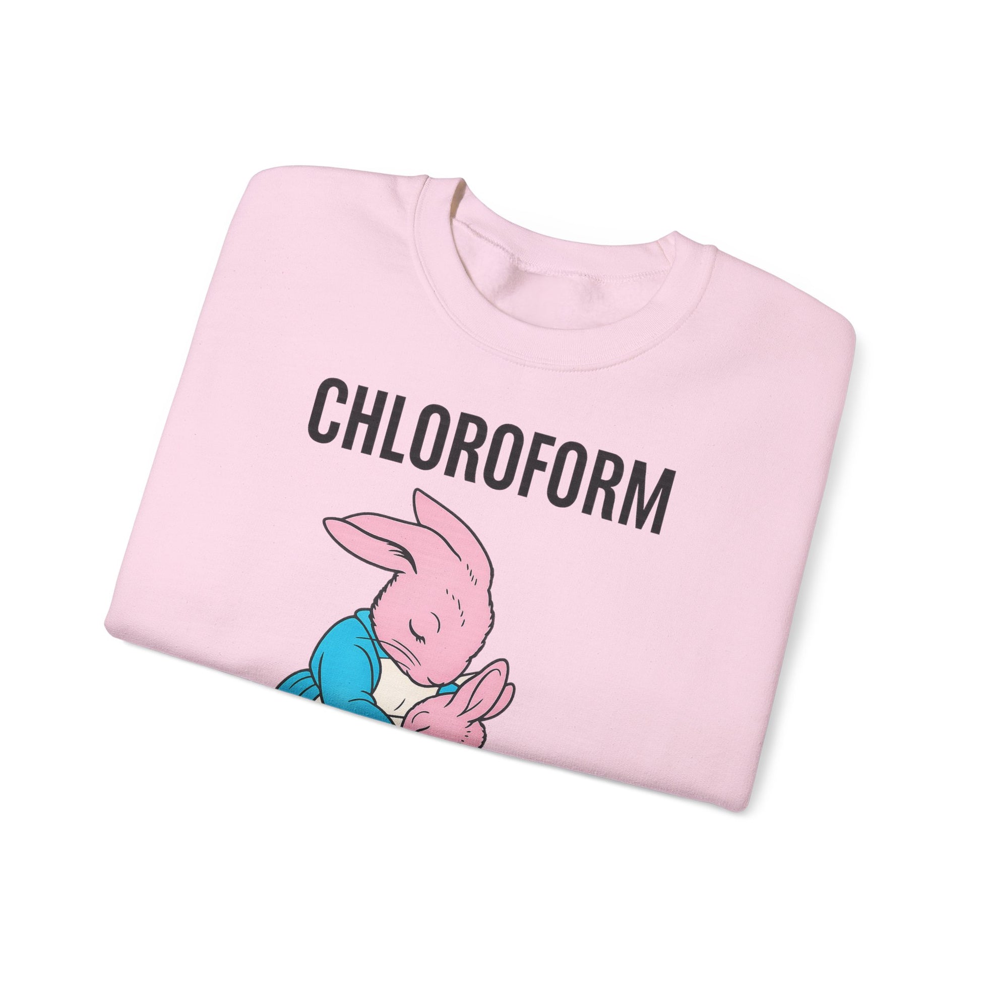 „CHLOROFORM“ – Retro-Sweatshirt mit Hasen und bösem Twist – Freches Satire-Design für mutige Statements | True Insights