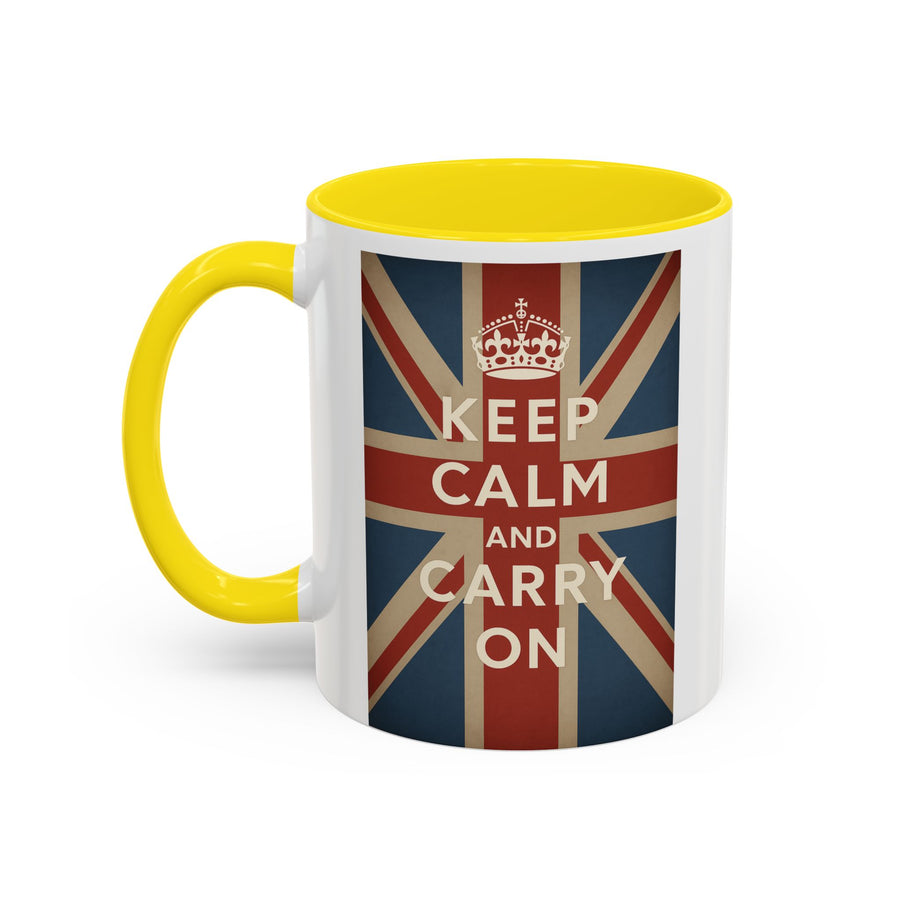 Mug Keep Calm and Carry On – Tasse Union Jack rétro British avec couronne