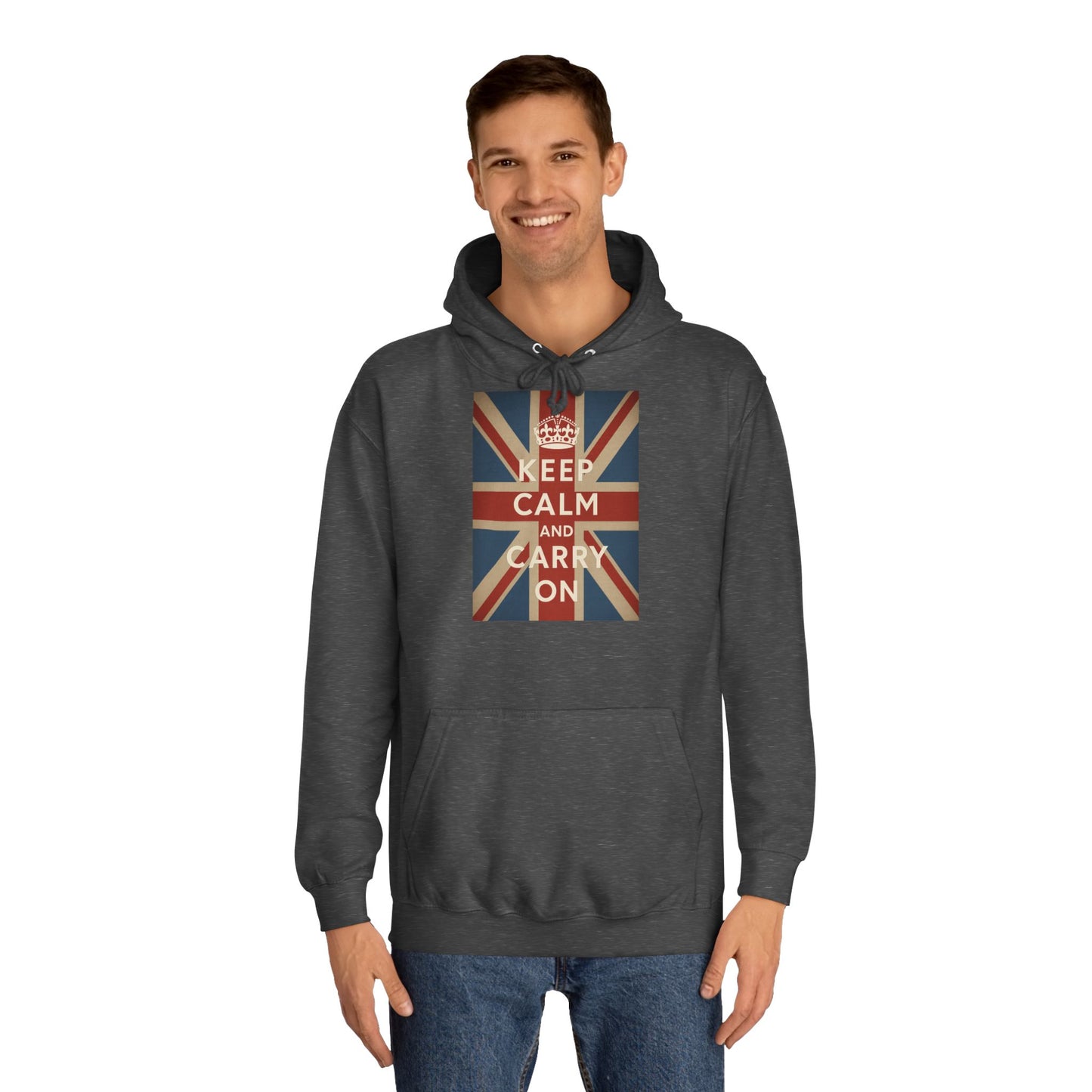 Keep Calm and Carry On Hoodie – Union Jack Britse Vlag Kroon Vintage Retro Hoodie voor UK-Fans