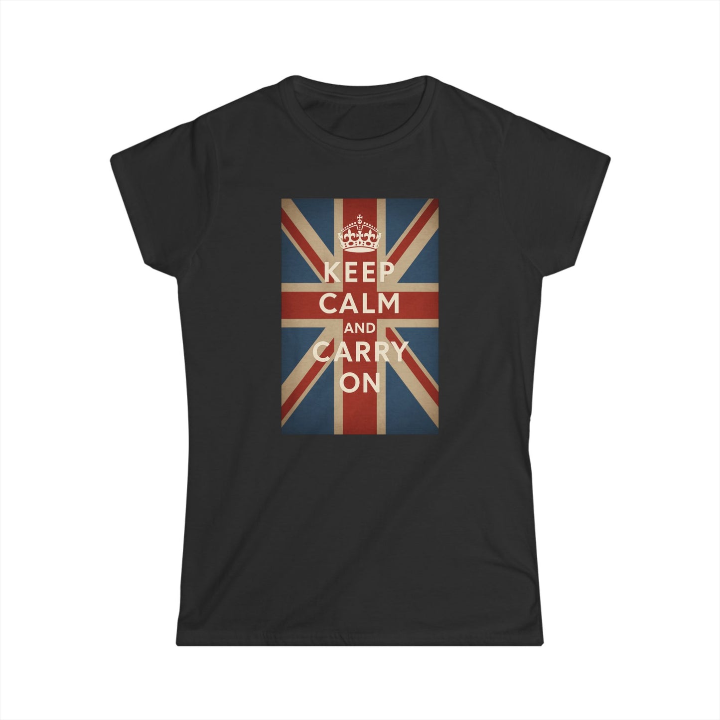 Keep Calm and Carry On Dames Shirt – Union Jack Kroon Vintage Brits Engeland Retro T-Shirt