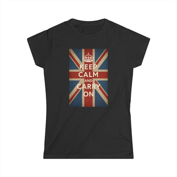 Keep Calm and Carry On Damen Shirt – Union Jack Krone Vintage Britisch England Retro T-Shirt