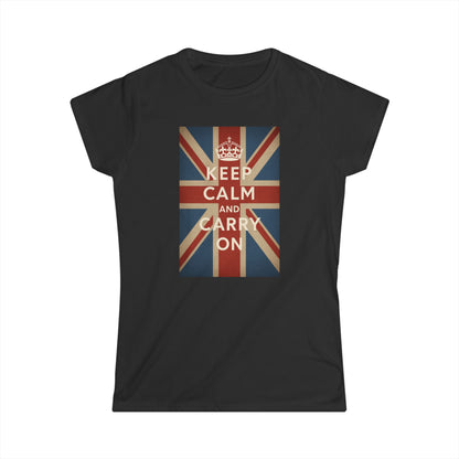 Keep Calm and Carry On Dames Shirt – Union Jack Kroon Vintage Brits Engeland Retro T-Shirt