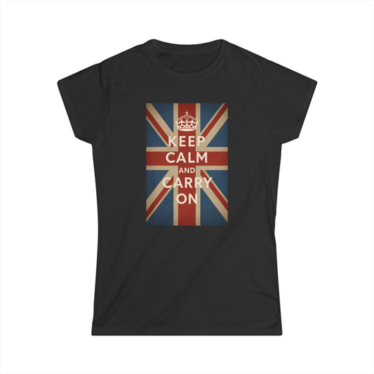 Keep Calm and Carry On Damen Shirt – Union Jack Krone Vintage Britisch England Retro T-Shirt