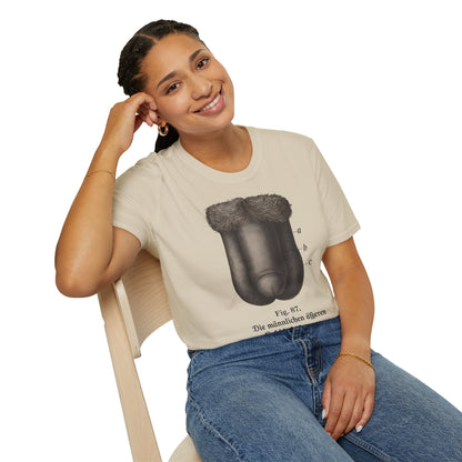 T-Shirt: „Fig. 87 – Die männlichen äußeren Geschlechtsorgane“ – Freches Satire-Design für mutige Statements | True Insights