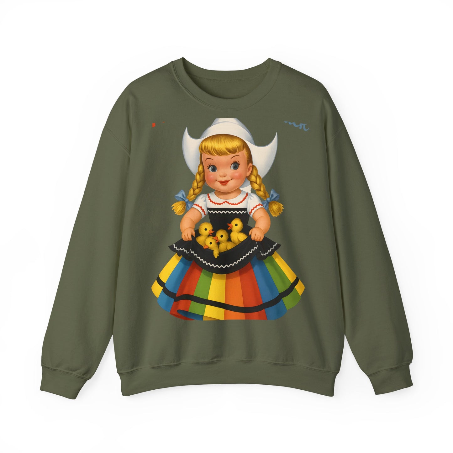 I Don't Give A Duck Sweatshirt - Lustiges Retro Holländermädchen mit Entchen, Vintage Humor Geschenk