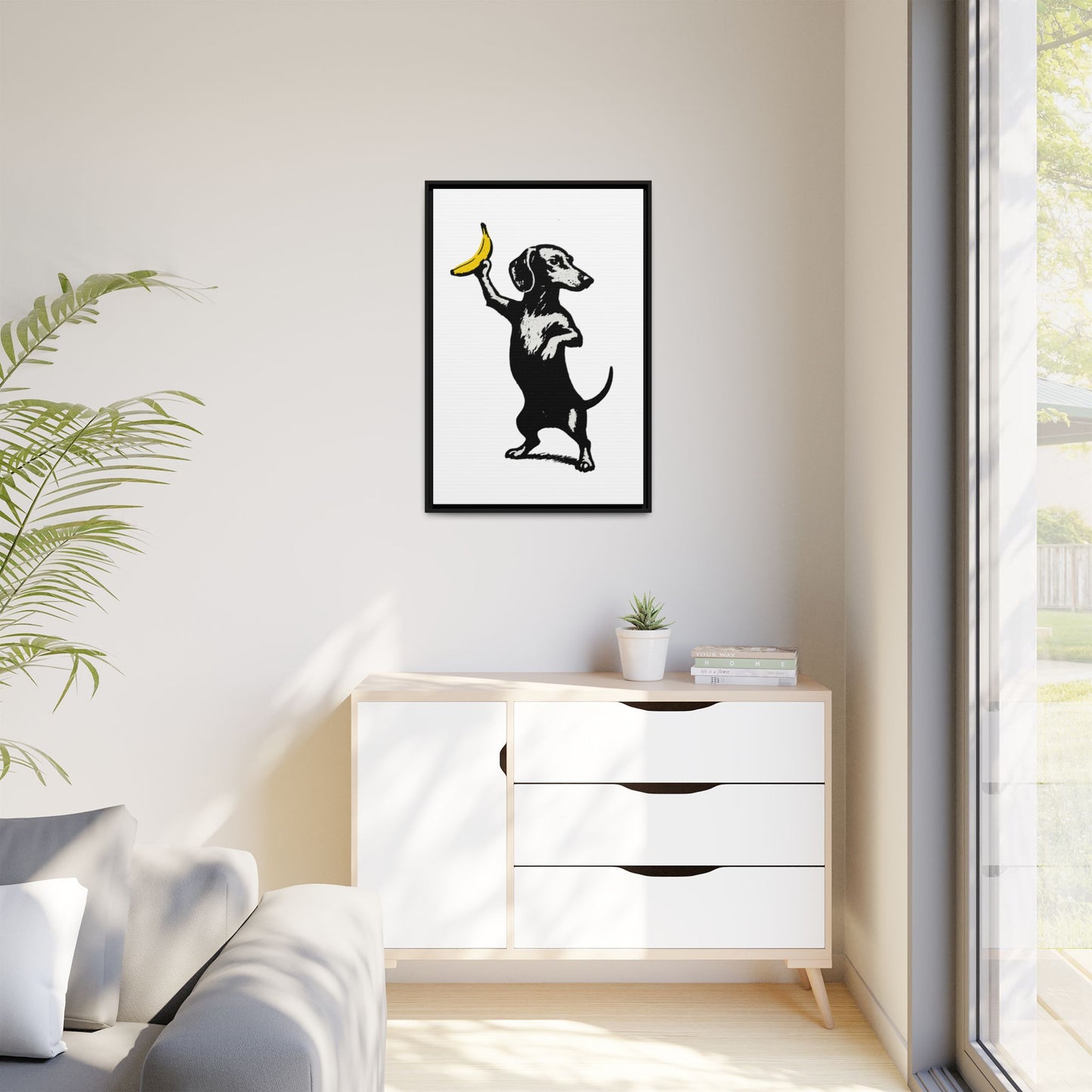 Dackel mit Banane – Banksy-inspirierter Art Print