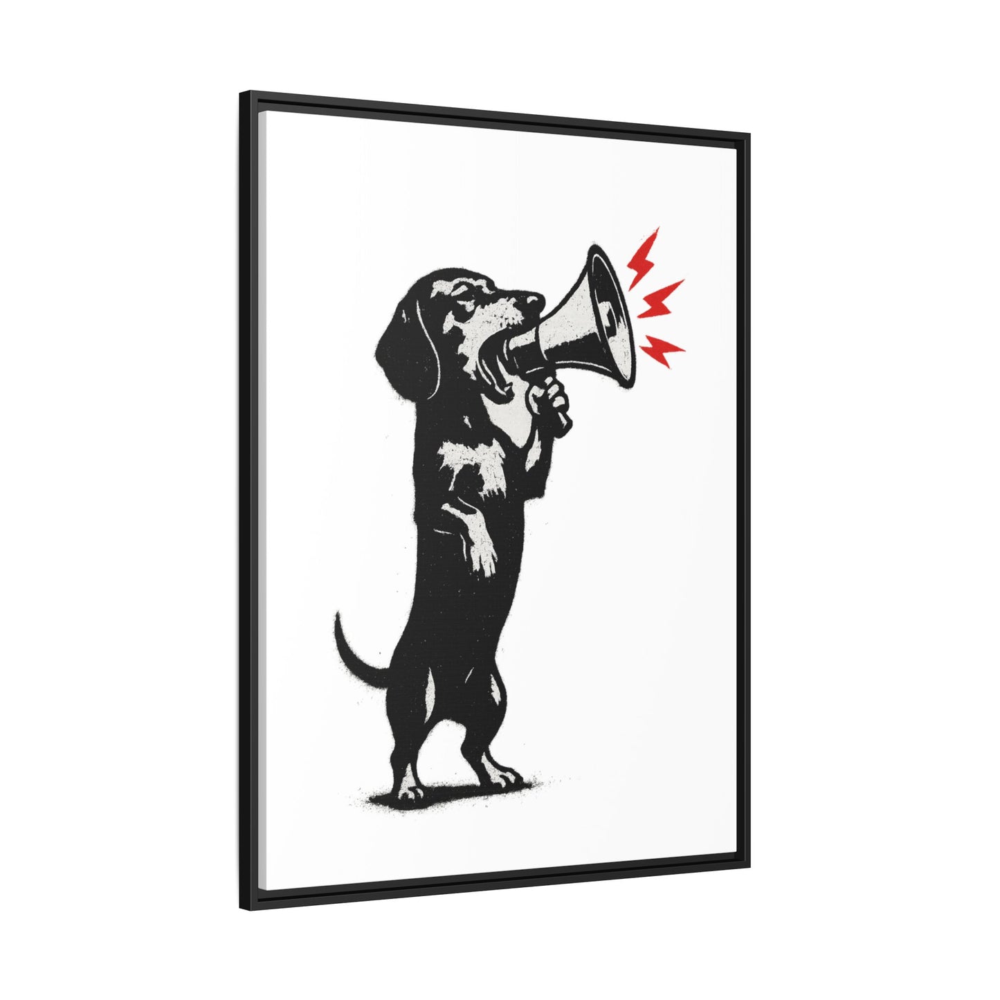 Dog with Megaphone – Satirisches Banksy-inspiriertes Kunstmotiv | Statement Design