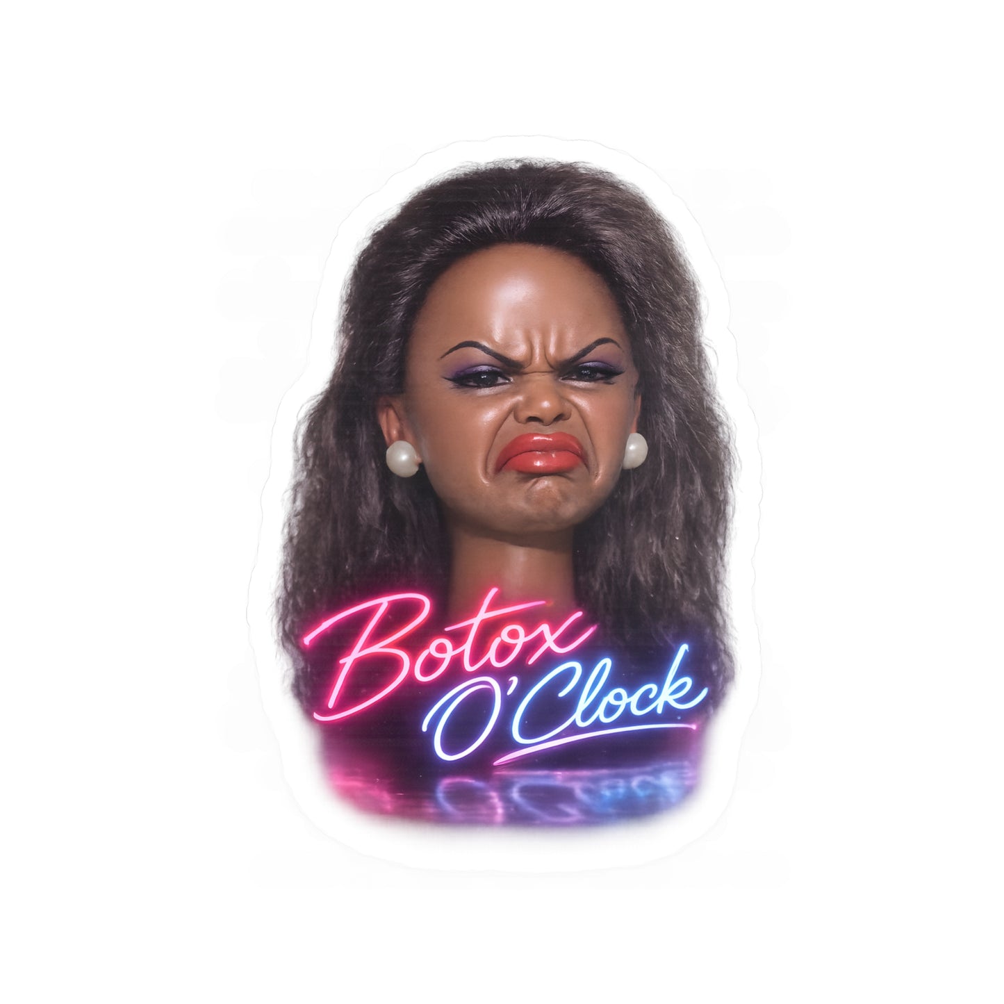 Botox O'Clock Sticker – Lustiges Beauty-Meme Aufkleber, Grimasse Neon-Design, Geschenk für Botox-Fans & Kosmetik-Liebhaber