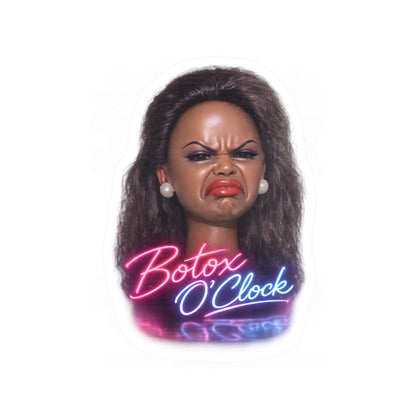 Botox O'Clock Sticker – Lustiges Beauty-Meme Aufkleber, Grimasse Neon-Design, Geschenk für Botox-Fans & Kosmetik-Liebhaber