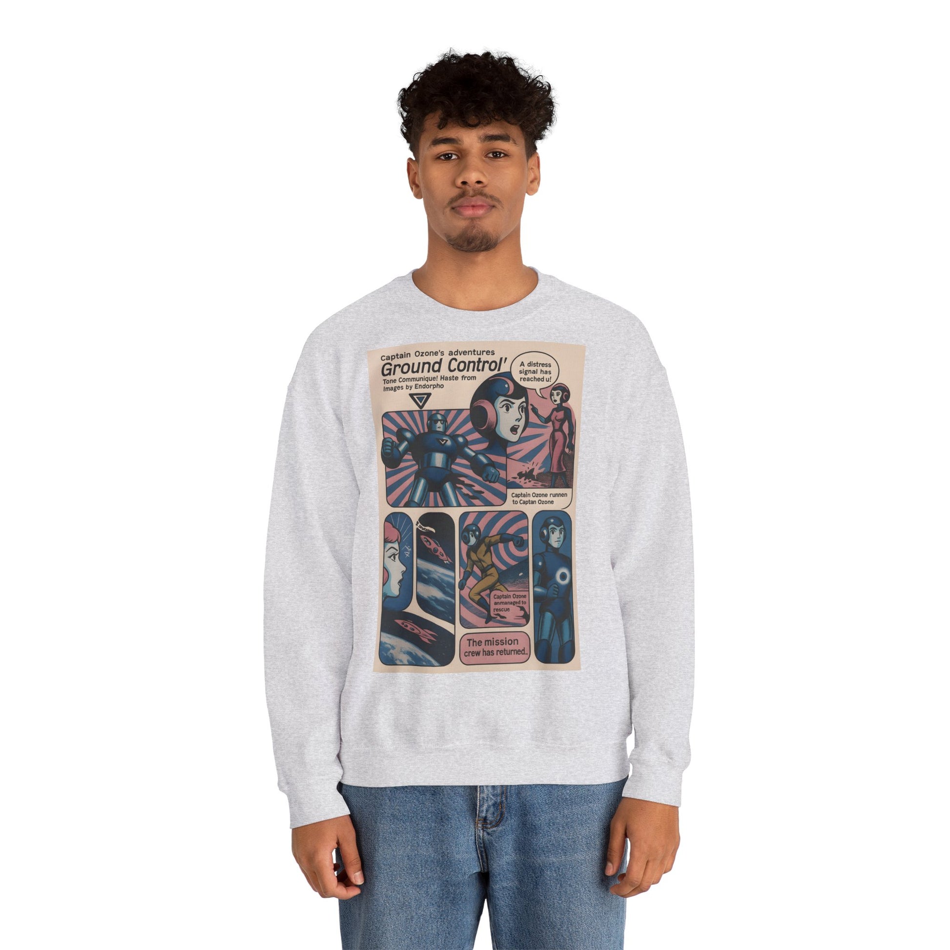 Retro Space Comic Sweatshirt – Captain Ozone „Ground Control“ Edition