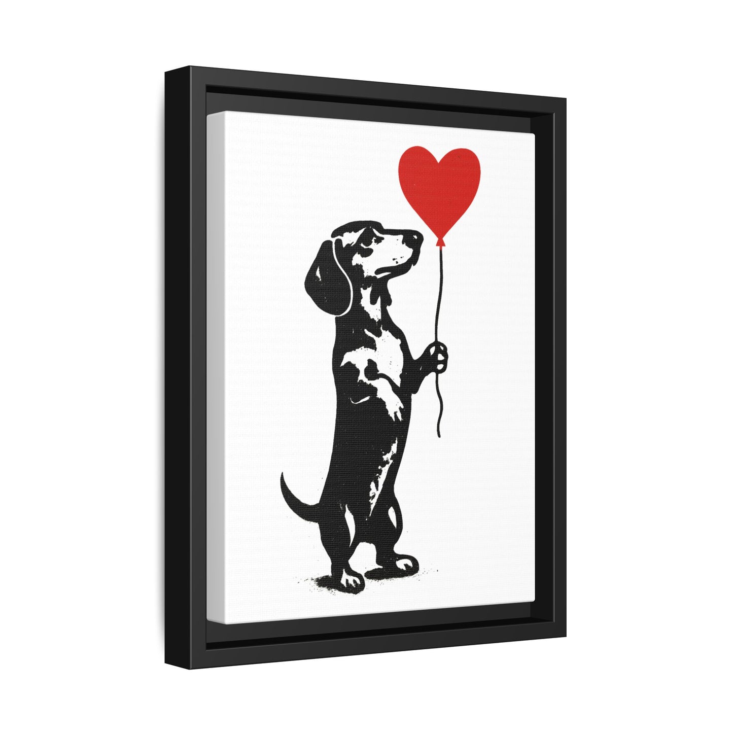 Canvas Bild – Dackel mit Herzballon