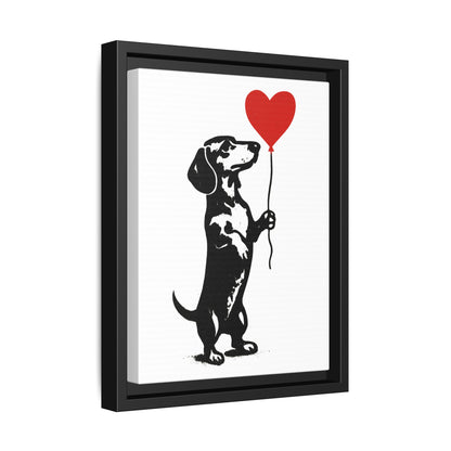 Canvas Bild – Dackel mit Herzballon
