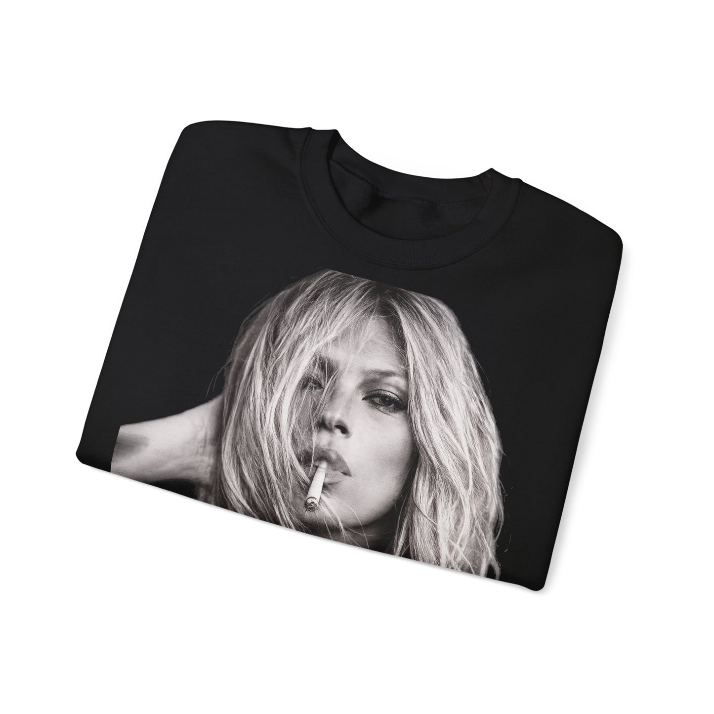 Kate Moss Sweatshirt – Schwarz-Weiß Portrait Kult-Pullover für Fashion & Vintage Fans, ikonisches Model Motiv