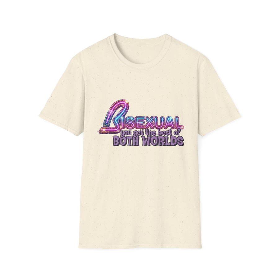 True Insights T-Shirt Bisexual Best Of Both Worlds Bi Pride CSD Glitzer-Look in Natural