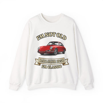 True Insights Jahrgang 1956 Sweatshirt Roter Sportwagen in White