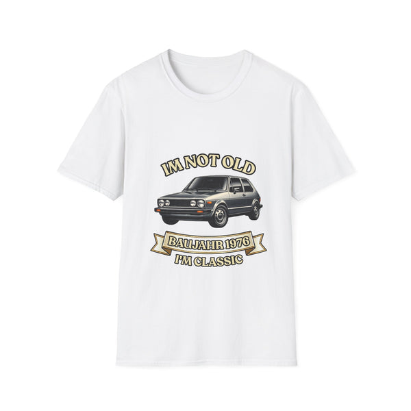 True Insights T-Shirt Baujahr 1976 Retro Auto Kult Motiv in Weiß, Unisex Shirt zum 50. Geburtstag