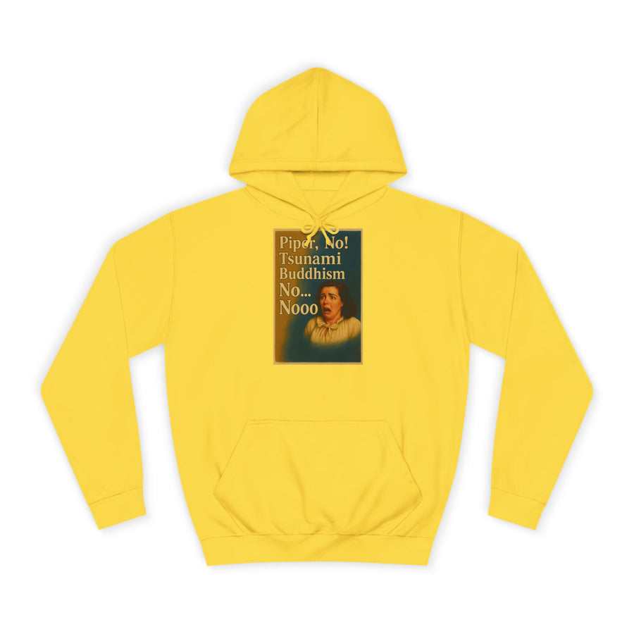 True Insights Piper, No! Tsunami. Buddhism. Hoodie – Drama-Motiv im Retro-Stil in Sun Yellow