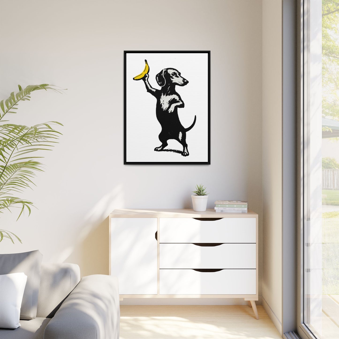 Dackel mit Banane – Banksy-inspirierter Art Print