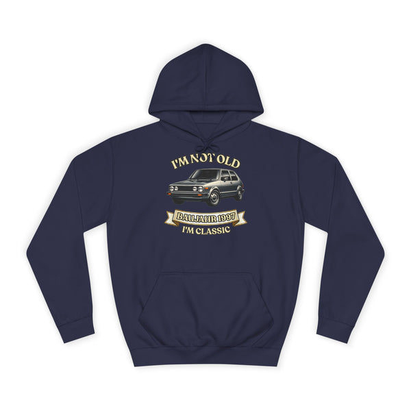 Geschenk zum 30. Geburtstag – Hoodie Jahrgang 1997 VW Golf – Oxford Navy – Vorderseite