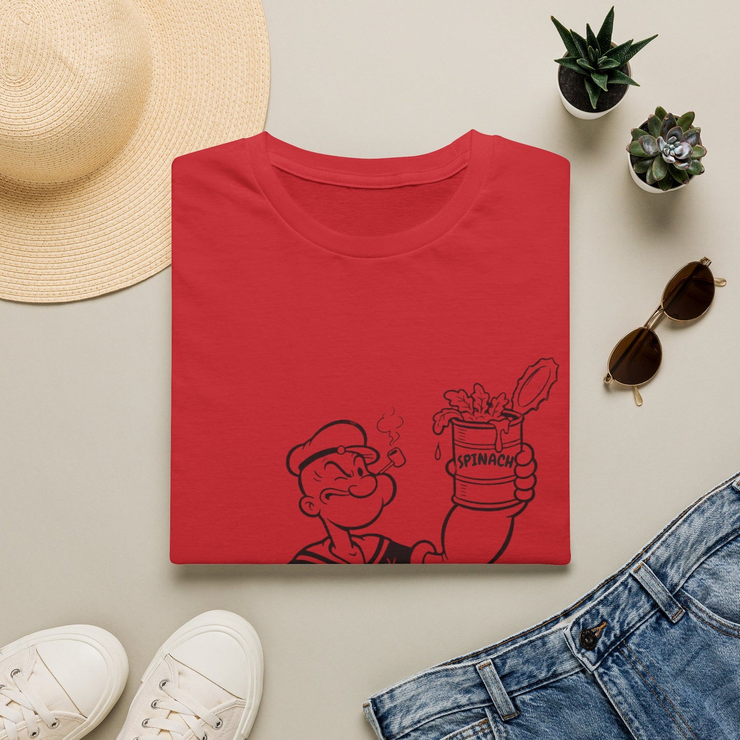 Popeye Spinat Dose T-Shirt Unisex – Retro Comic Kult Sailor Cartoon Fan Shirt Geschenk