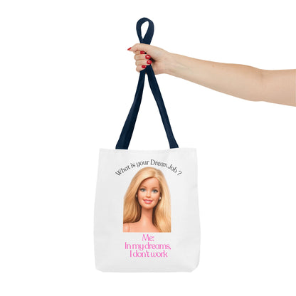 Lustige Tote Bag 'In my dreams I don't work' – Witziger Spruch Anti-Arbeit Stoffbeutel Geschenk für Faulenzer & Tagträumer