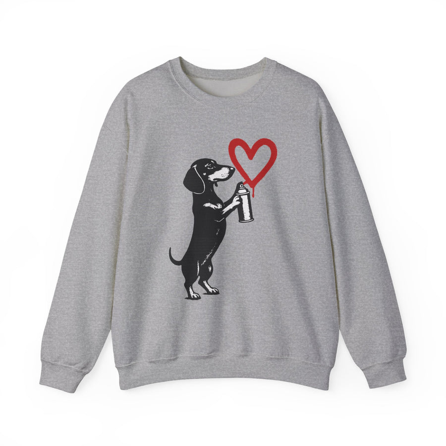 True Insights Dackel mit Sprühdose Sweatshirt – Street-Art-Graffiti-Motiv mit Herz