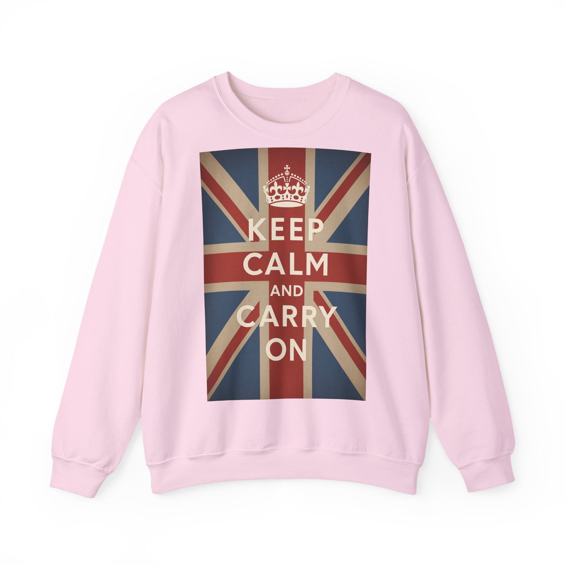 True Insights Sweatshirt Keep Calm and Carry On Britische Flagge Krone Retro Pullover in Rosa für UK Fans