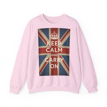 True Insights Sweatshirt Keep Calm and Carry On Britische Flagge Krone Retro Pullover in Rosa für UK Fans