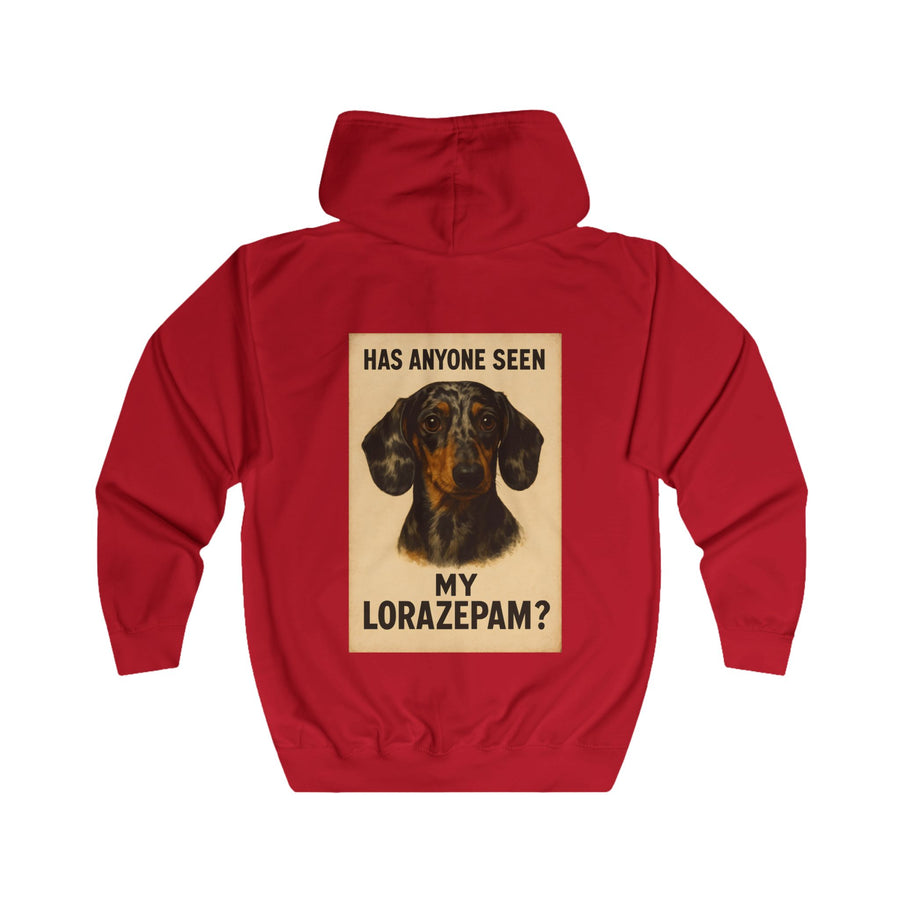 Has Anyone Seen My Lorazepam Dackel Zip Hoodie – Lustiger Vintage Hunde-Hoodie für Dackelliebhaber