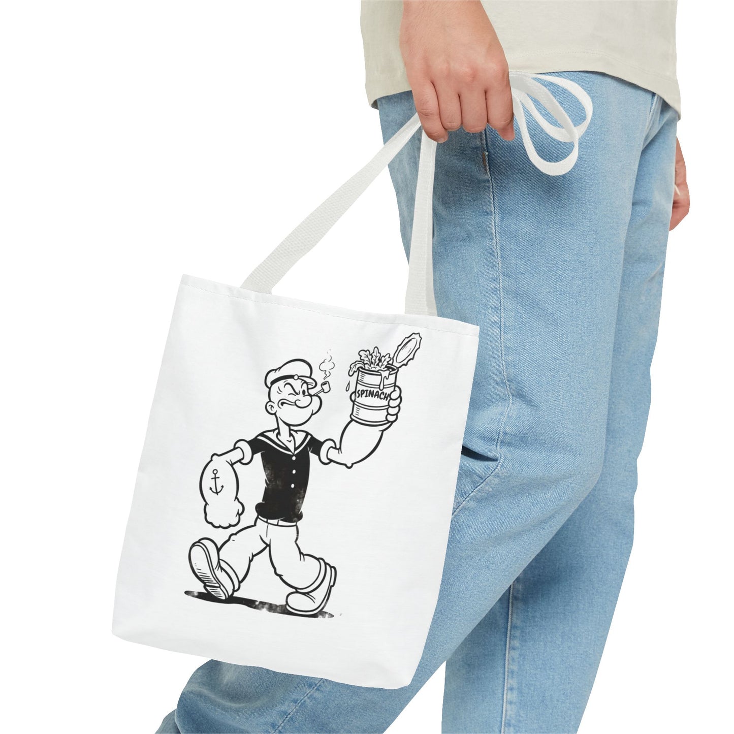 Popeye Spinat Dose Comic Kult Tote Bag – Retro Sailor Beutel aus Polyester, ideal für Comic-Fans & Nostalgiker