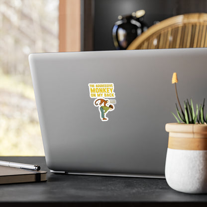 The Aggressive Monkey On My Back Sticker – Lustiger Retro Affe Vintage Meme Aufkleber, ironisches Geschenk