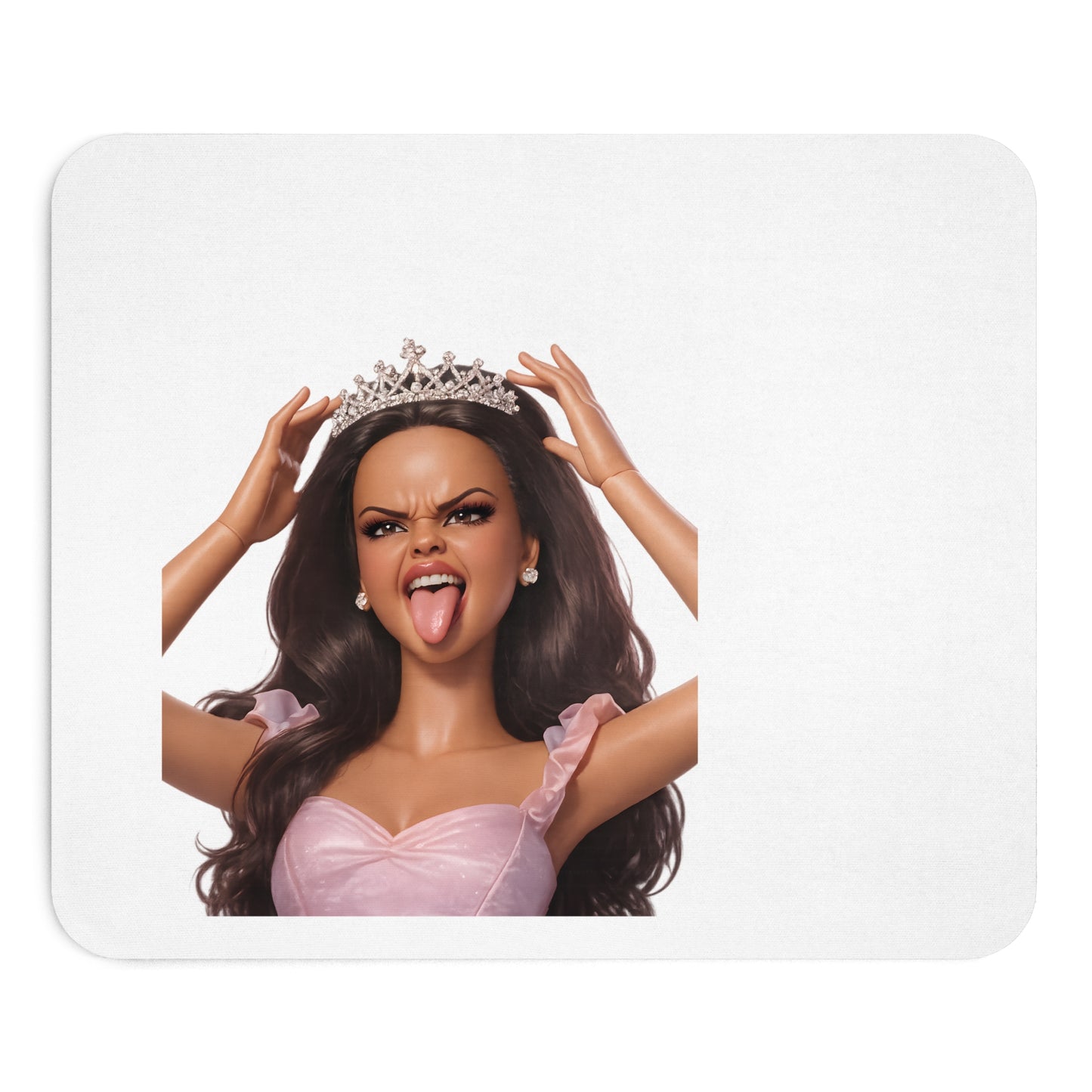 Barbicore Mauspad – Edgy Puppe mit Krone & Grimasse | Lustiges Mousepad fürs Büro & Home-Office Geschenk